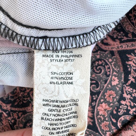 Soft Surroundings Womens Pull On Ankle Pants Size L Petite Paisley Stretch Black - Picture 5 of 6